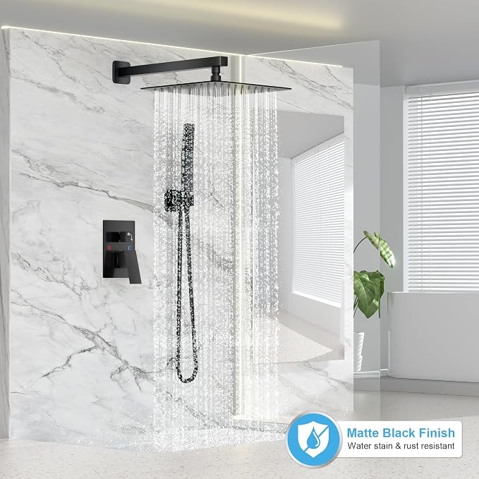 FPXRNG Black Shower Faucet Set, Rainfall Shower System - Image 2