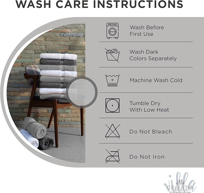 100% Cotton Bath Towel Set of 24-6 Bath Towels, 6 Hand Towels, 12 Wash Cloths - Image 6
