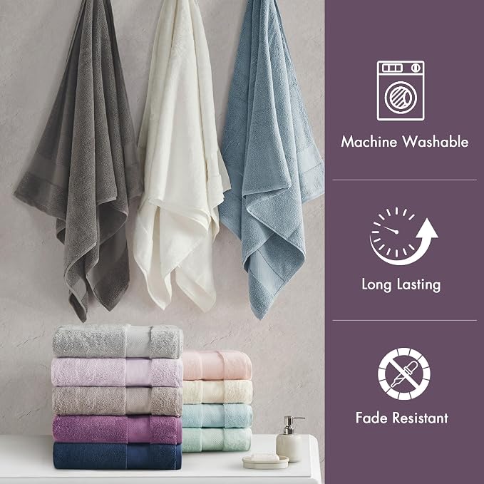 Madison Park Turkish 100% Cotton Towel Set, 600Gsm Luxury Premium Weight - Image 6