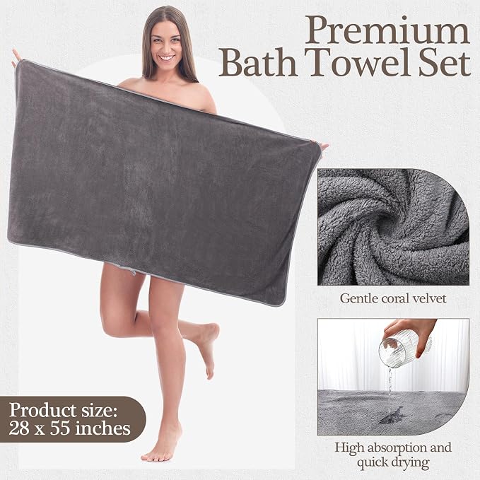 VitalCozy Set of 6 Large Bath Towels - Image 2