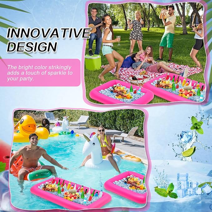 Leitee 4 Pcs Inflatable Ice Serving Bars Buffet Serving Tray Drink Cooler - Image 6