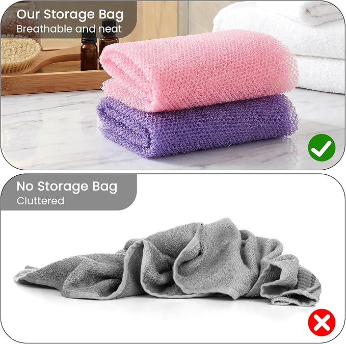 African Net Sponge 2Pcs Authentic Exfoliating Body Scrubber Long Net Bath - Image 2