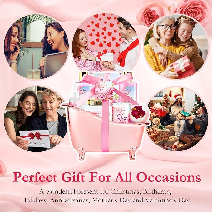 Mothers Day Gifts for Women, Bath Kit Rose Bath and Body Gift, Facial Skin Care - Image 5