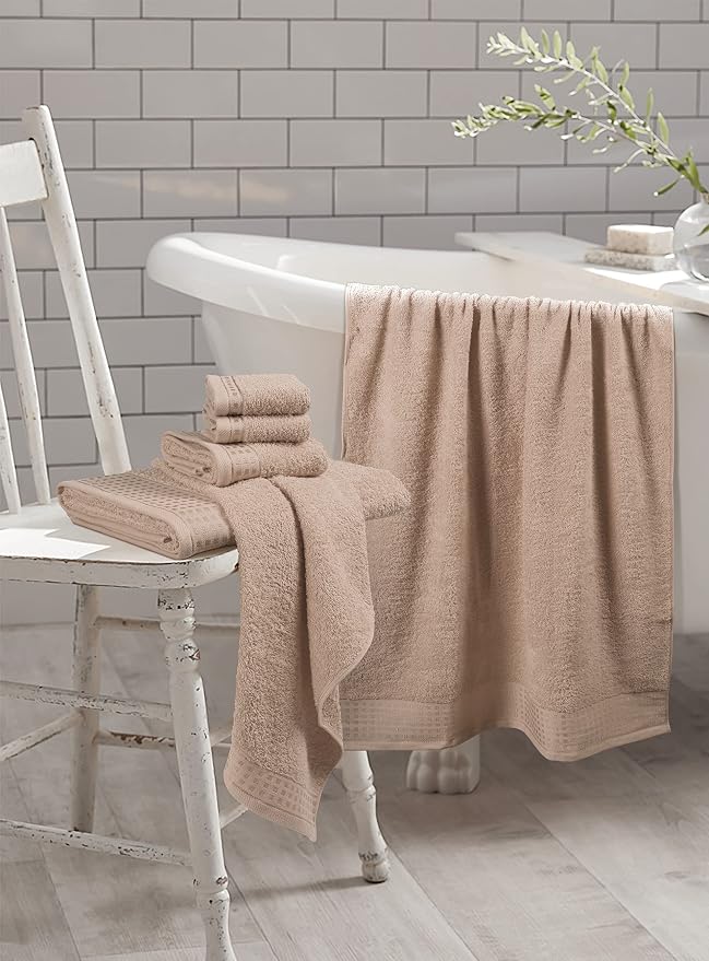 GLAMBURG 100% Cotton Ultra Soft 6 Pack Towel Set, Contains 2 Bath Towels 28x55 - Image 3
