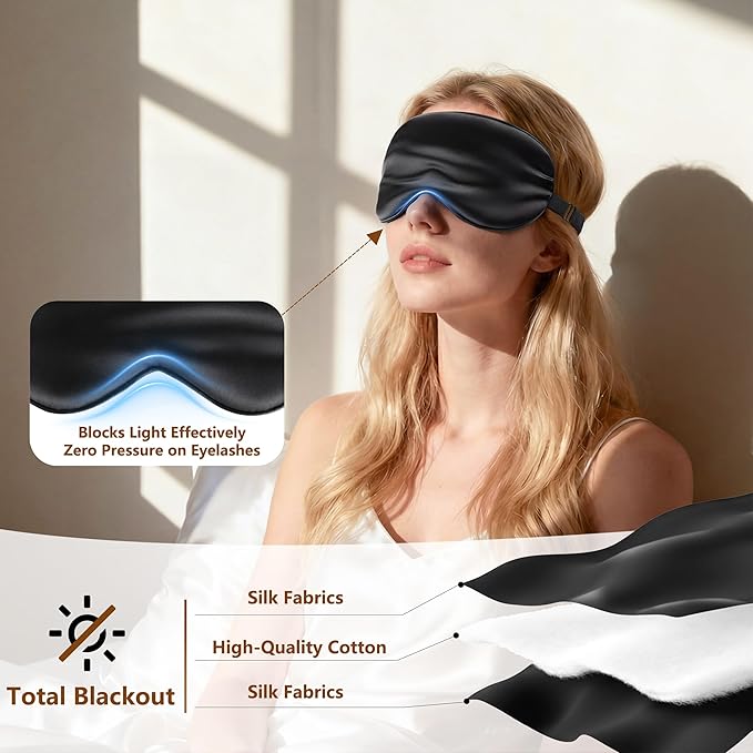 Sleep Mask Silk Eye Mask for Men Sleeping Mask, Adjustable Elastic Strap for - Image 3