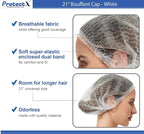 ProtectX 500-Pack White Disposable Hair Nets, Elastic Head Cover, Bouffant Caps - Image 4