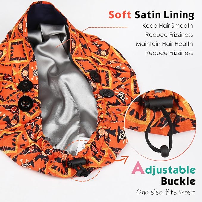 2 Pack Satin Lined Bouffant Scrub Caps - Image 3