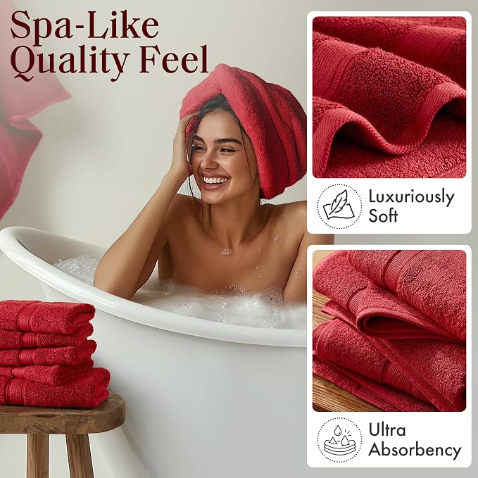Madison Park 800GSM Bathroom Towel Set of 8 100% Cotton Bath Towel Set - Image 3