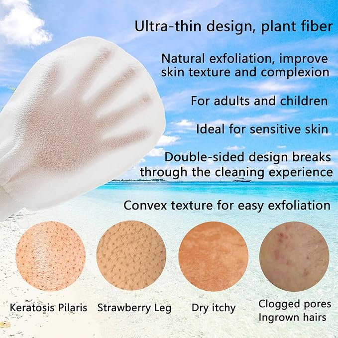 Exfoliating Mitt for Body Scrub Exfoliator Glove Revive Glow Keesa Exfoliating - Image 3