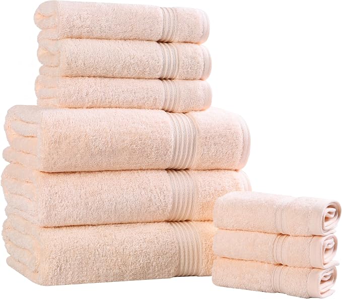 Superior Egyptian Cotton 9-Piece Towel Set, Guest Bath Decor Essentials - Image 2