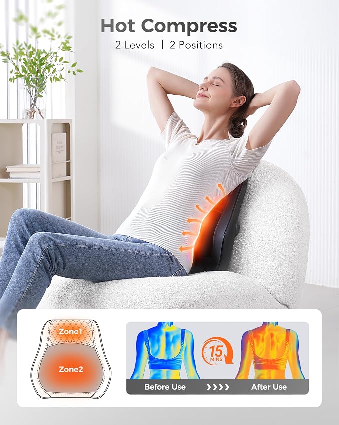 Boriwat Shiatsu Back Massager for Pain Relief Deep Tissue-Movable Electric Neck - Image 4