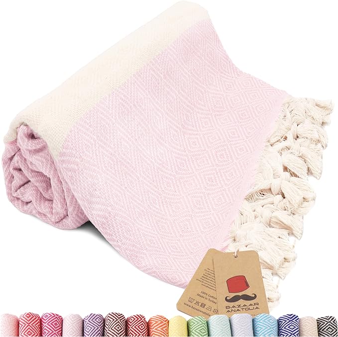 Bazaar Anatolia Turkish Beach Towel – 100% Cotton, Quick Dry, Sand Free Towel by BazaarAnatolia