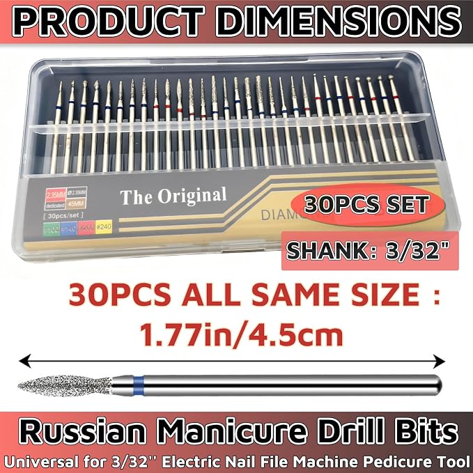 Russian Manicure Drill Bits 30PCS，Electric Nail Drill Bits Nail Drill Bit - Image 2