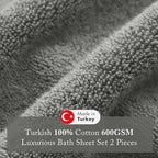 Madison Park Turkish Bath Towel Set 100% Cotton Bath Towel 600GSM Oversized - Image 3