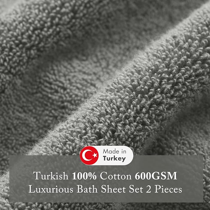 Madison Park Turkish Bath Towel Set 100% Cotton Bath Towel 600GSM Oversized - Image 3