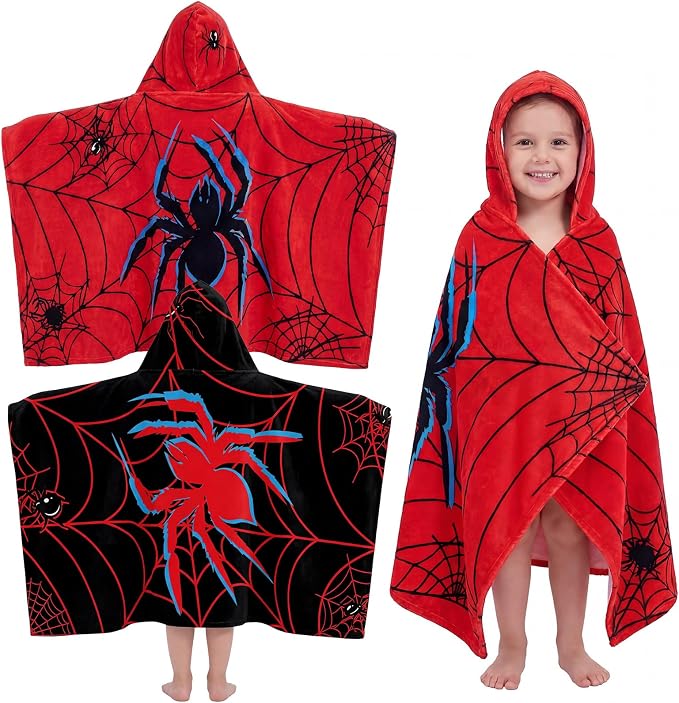 Peryiter 2 Pcs Spider Hooded Towel Bath Beach Quick Dry Towels Swimming Bath by Peryiter