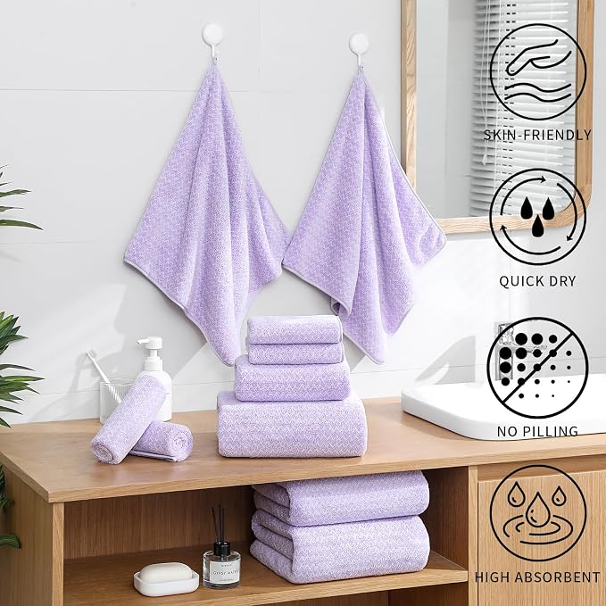 Ultra Soft Bath Towel Set, 12 Piece Family Bathroom Towels Set - Image 3