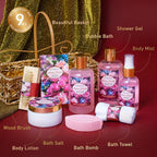 Gifts For Women Gift Basket – 9 Piece Set of ROSE JASMINE Home Spa Set - Image 2