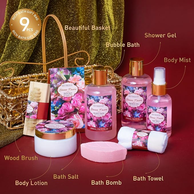 Gifts For Women Gift Basket – 9 Piece Set of ROSE JASMINE Home Spa Set - Image 2