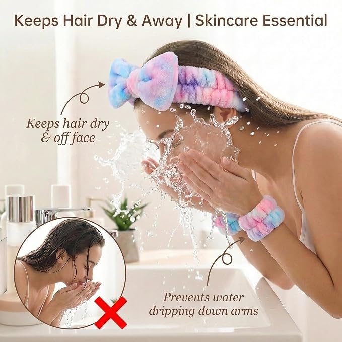 8 Pcs Spa Headband and Wristbands Set - Image 2