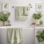 3 Pcs Summer Palm Tree Bathroom Towel Set Farmhouse Embroidered Palm Tree - Image 4