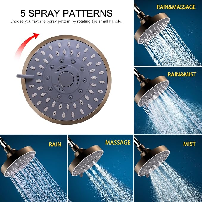 Shower Head and 15 Stage Shower Filter Combo, FEELSO High Pressure 5 Spray - Image 4
