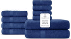 100% Combed Cotton Bathroom Towel Set of 10- 2 Bath Towels, 4 Hand Towels by VillaCelestia