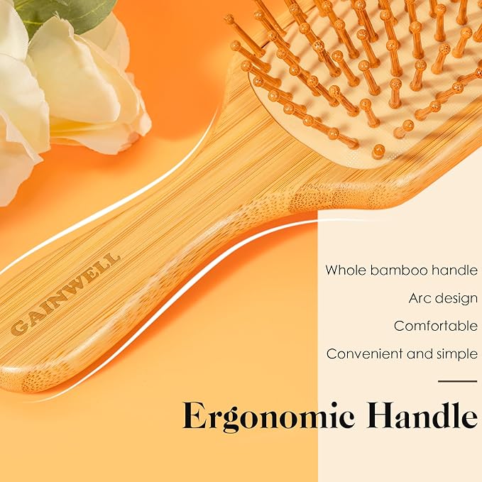GAINWELL Bamboo Hair Brush for Hair Growth, Natural Bamboo Bristles Detangling - Image 4