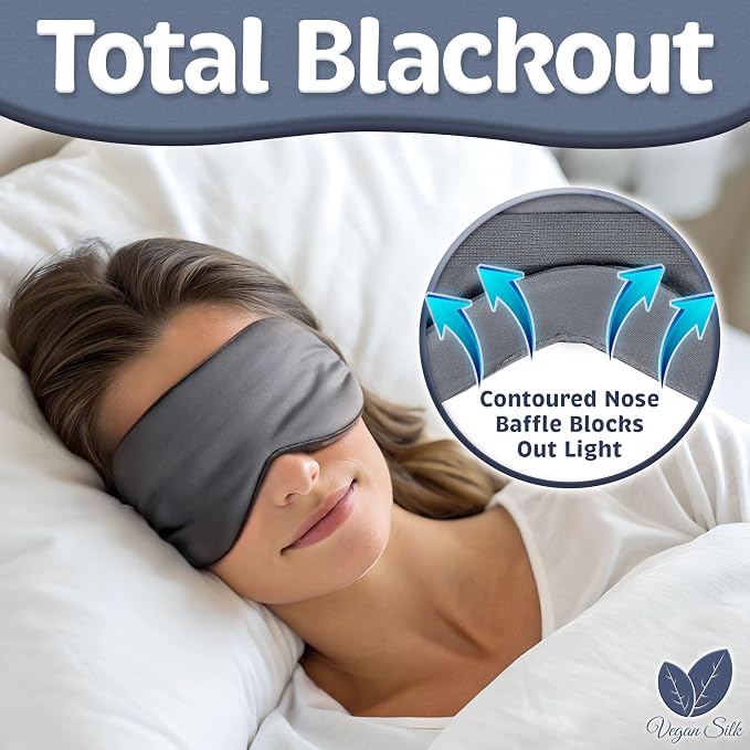Sleep Mask - Dark Gray, 100% Viscose Derived from Bamboo - Lightweight Eye Mask - Image 3