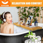Artmalle Foldable Bathtub Tray for Tub, Bamboo Bathtub Caddy Tray Table - Image 8