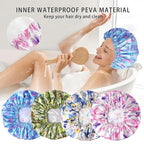 4 PCS Shower Cap for Women, Elastic and Reusable Bath Caps, Double Layers - Image 8