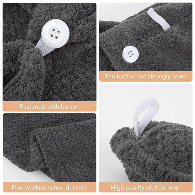 SINLAND Microfiber Hair Drying Cap Hair Towel Turban Twist - Image 3