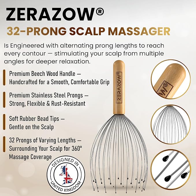 ZERAZOW® Scalp Massager with 32-Prong, Head Massager Scalp Massage Tool - Image 4