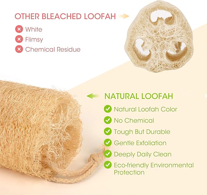 Natural Loofah Sponges Organic Luffa Bath Shower Sponge Exfoliating Body Back - Image 2