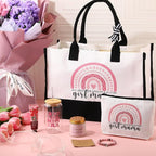 7 Sets Girl Mom Gifts for New Mom Gifts Tote Bag Makeup Bag Candle Bracelet Cup - Image 6