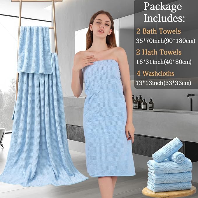 8 Piece Bath Towel Set-2 Oversized Bath Sheets, 2 Hand Towels, 4 - Image 7