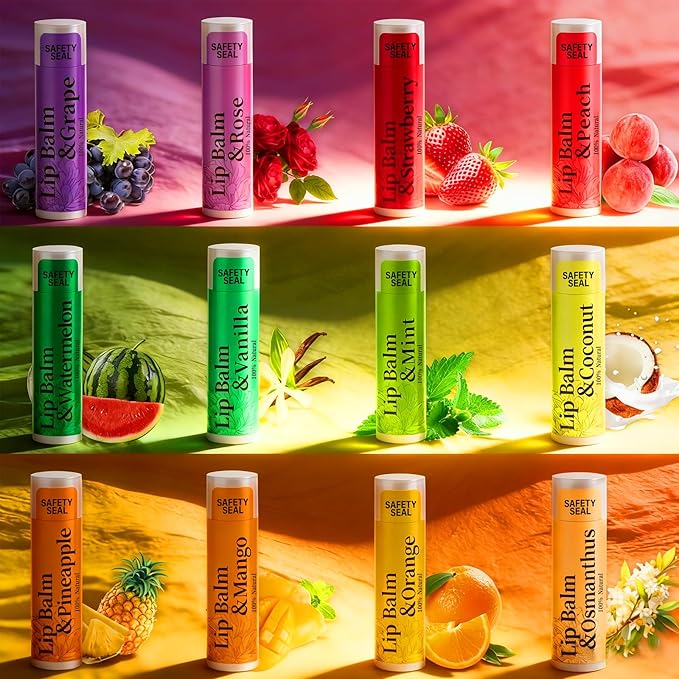 RBUGR 250 Pcs Lip Balm Bulk, 12 Fruit Flavored Natural Bulk Lip Balm, Lip Balms - Image 2
