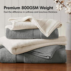 Madison Park 800GSM Bathroom Towel Set of 8 100% Cotton Bath Towel Set - Image 2