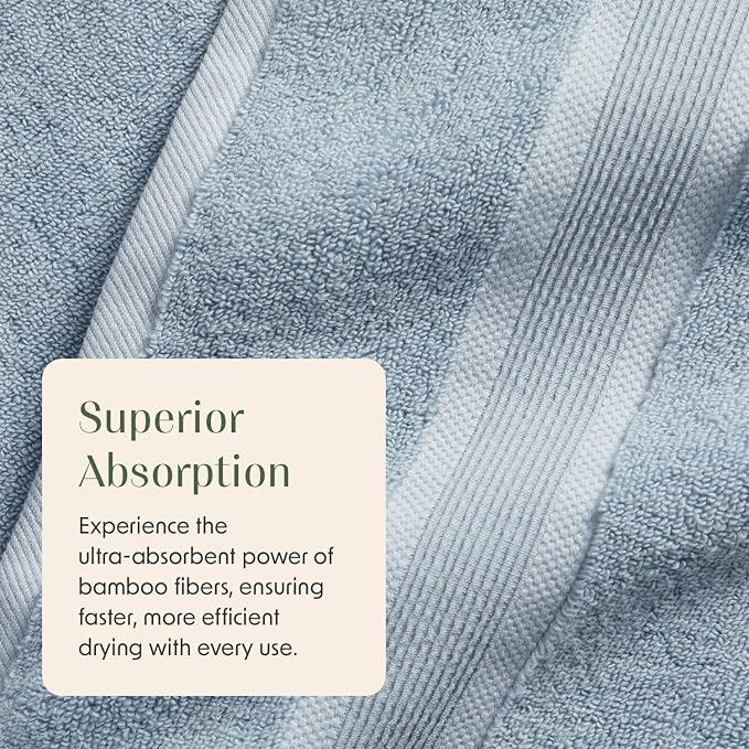 Springtree Home Luxury Bamboo Rayon Bath Towel Set of 4 | 35% Bamboo Rayon - Image 9