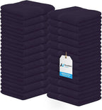 Avalon Towels Cotton Washcloths 24-Pack – 12 x 12 Inch Plum Super Soft & by AvalonTowels