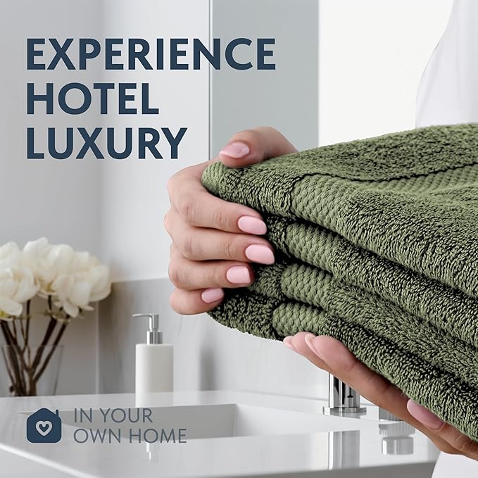 White Classic Luxury Forest Green Hand Towels - Image 6