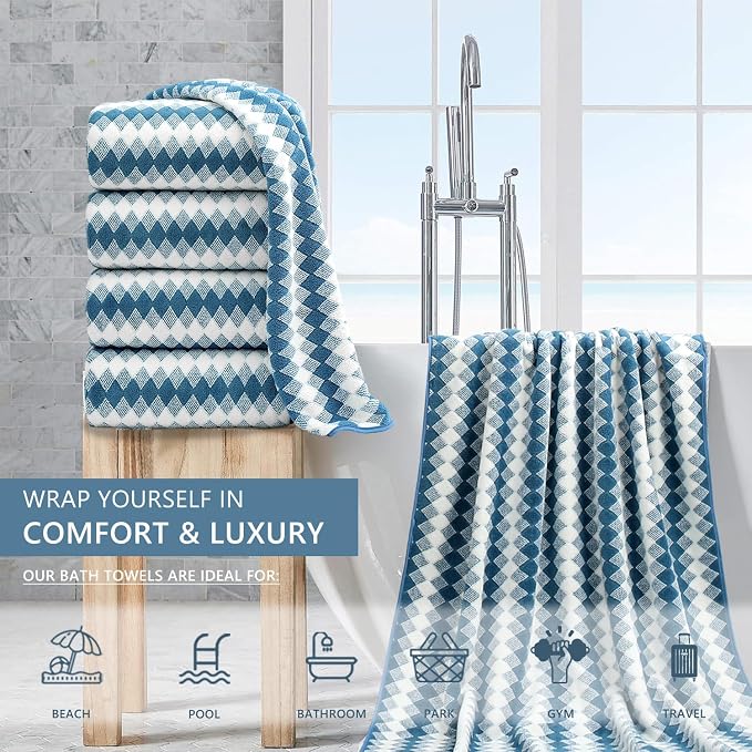 4 Piece Bath Towel Set Oversized Bath Sheet 35"x70" Bathroom Towel Extra Large - Image 2