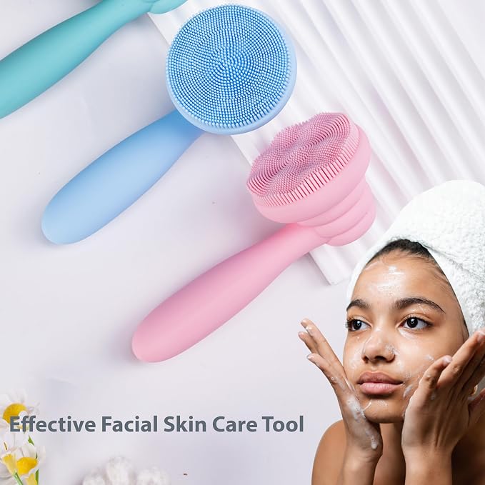 2 PC Silicone Facial Cleansing Brush Facial Scrubber Manual Exfoliating Facial - Image 6