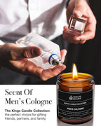 Scented Candles for Men | Men's Cologne, Amber Sandalwood Scent | Wooden Wick - Image 2
