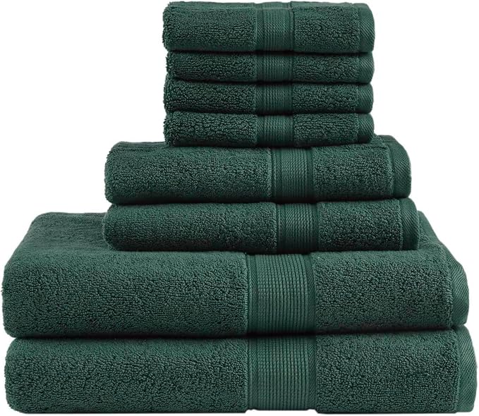 Madison Park 800GSM Bathroom Towel Set of 8 100% Cotton Bath Towel Set by MADISONPARK