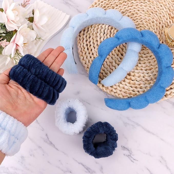 6Pcs Spa Set, Terry Cloth Headbands & Wrist Washbands - Image 6