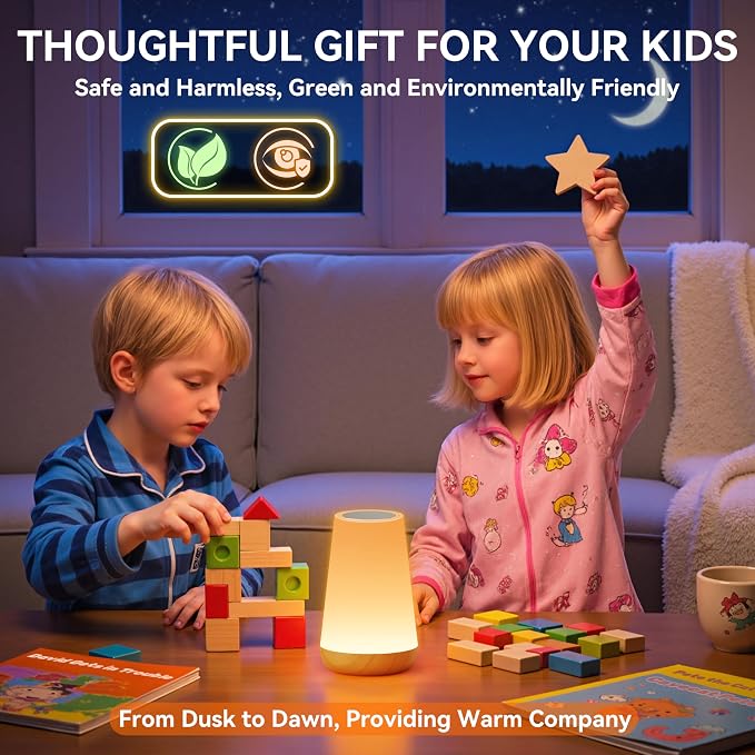 Auxmir LED Night Light 2 Pack Bedside Lamp Touch and Remote Control Dimmable - Image 4