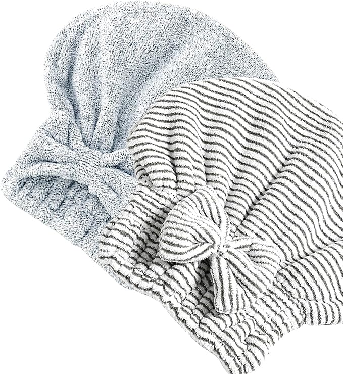 Jseng 2PC Bamboo Fiber Hair Drying Caps, Large Hair Wrap Towels, Extreme Soft & by Jseng