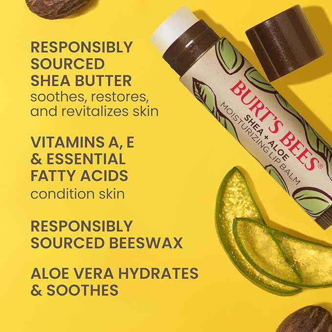 Burt's Bees Shea and Aloe Moisturizing Lip Balm, Lip Moisturizer - Image 3