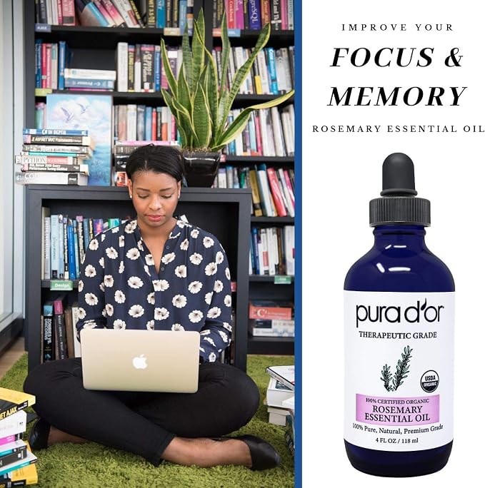 PURA D'OR Organic Rosemary Essential Oil, Therapeutic Grade, - Image 2
